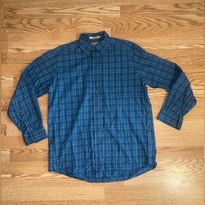 LL Bean Wrinkle Free Shirt Mens Medium Traditional Fit Blue Long Sleeve Flannel